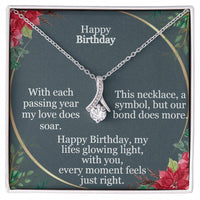 Birthday Embrace: Love's Whisper Necklace & Message Card